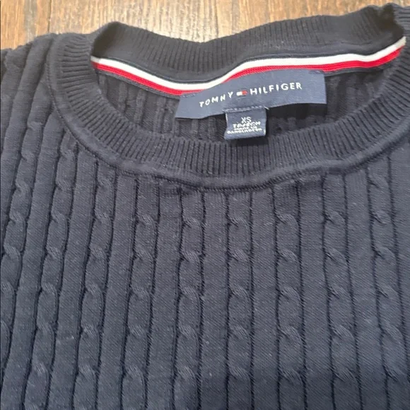 Tommy Hilfiger Women’s Navy Cable Knit Cotton Sweater Size XS - Picture 3 of 6
